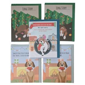 5 Pack of Adorable and Funny Dog Christmas Holiday Cards Retail of‎ $30